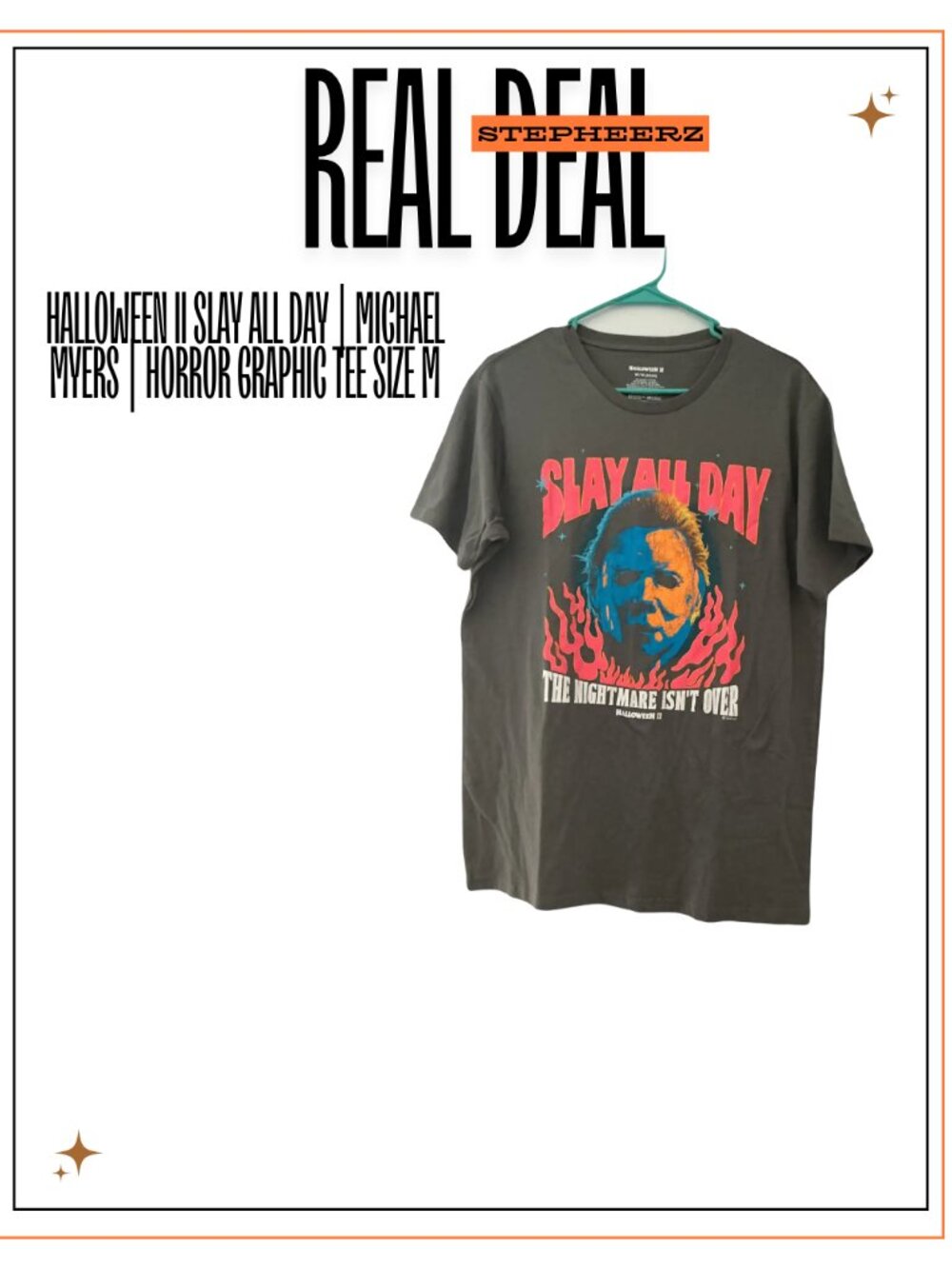 Halloween II Slay All Day | Michael Myers | Horror Graphic Tee Size M
